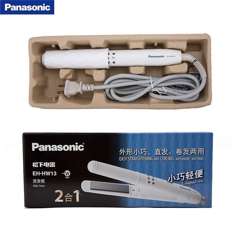 松下 (Panasonic) 卷发棒 EH-HW13-W 卷/直两用卷发直发夹板 刘海烫发美发卷发器直发器直板夹