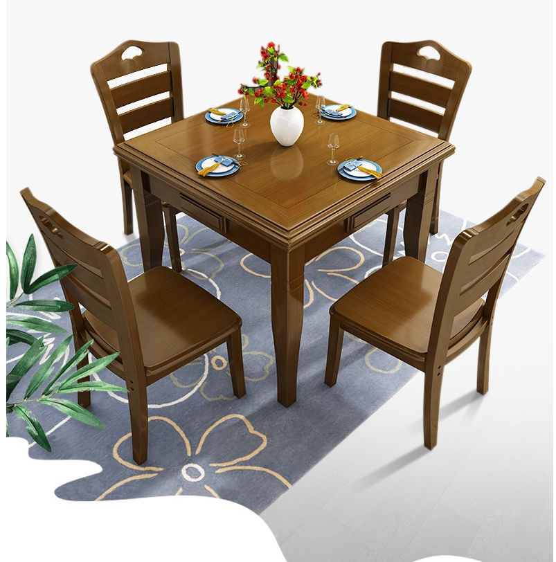 顶鸿dh-5743麻将桌餐桌两用家用中式实木手动麻将桌方桌多功能棋牌桌