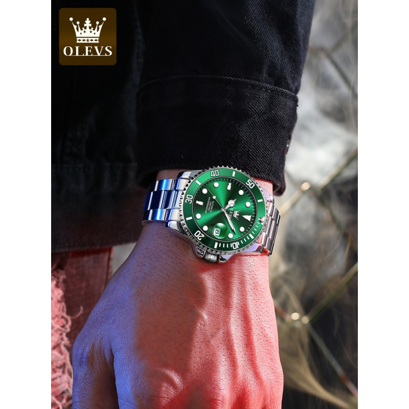 欧利时olevs瑞士品牌绿水鬼手表男士全自动机械表男防水十大正品名牌
