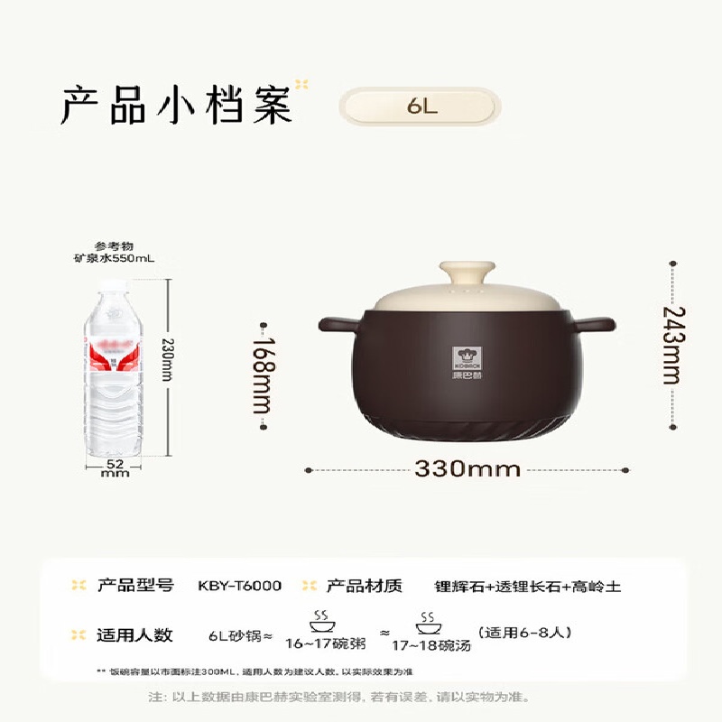 康巴赫悦享系列KBY-T6000养生陶瓷深汤煲-6L高清大图