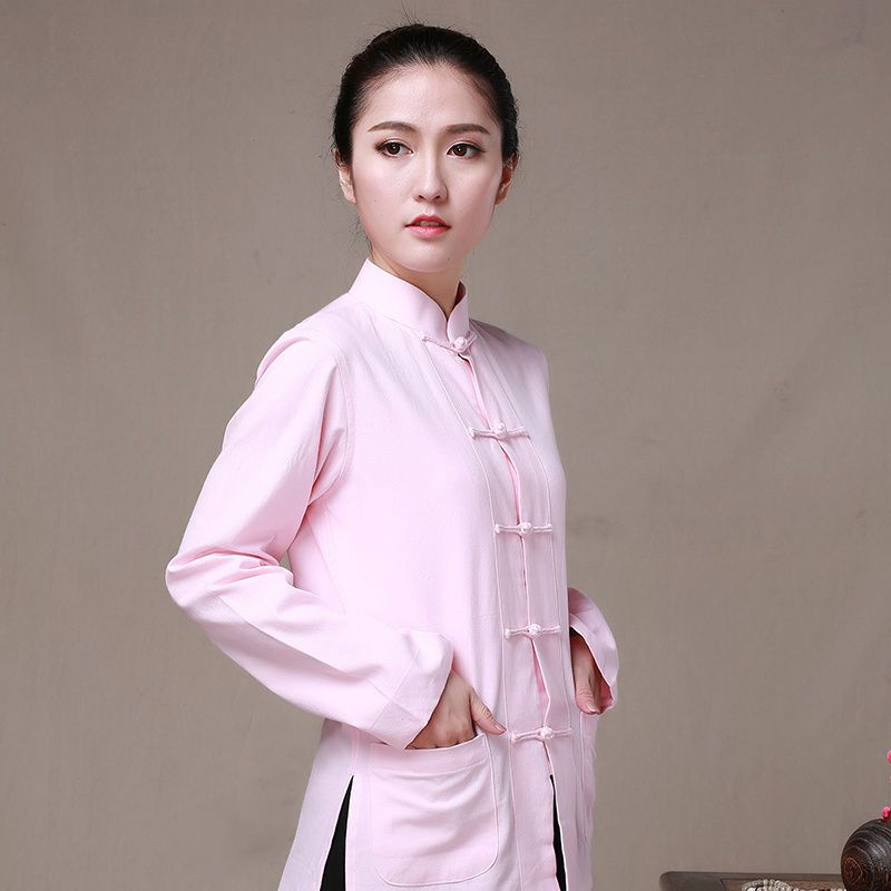 白色s体重75斤左右唐装女长袖衬衣复古立领盘扣中式上衣中国风女装