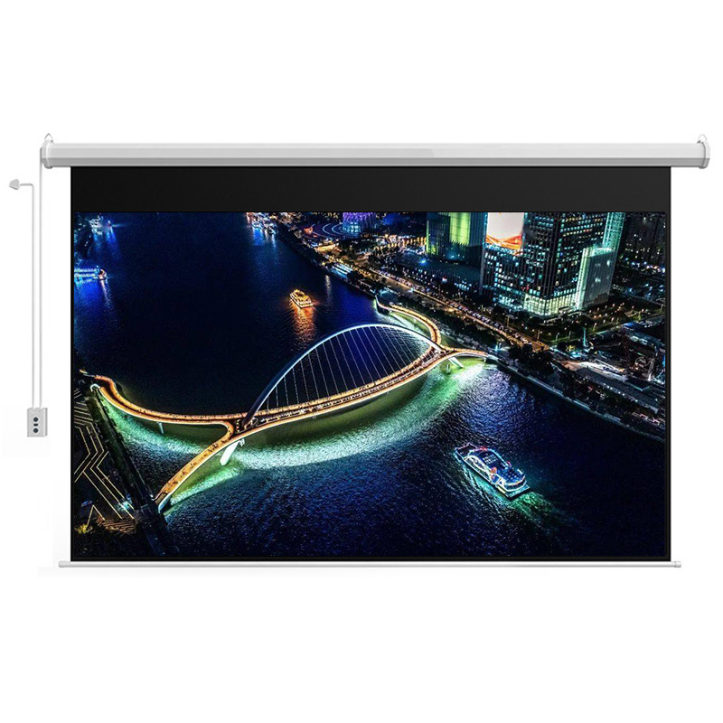 AREDY投影仪幕布 电动【含遥控器】办公/家用 白塑自动升降投影机壁挂超清无甲醛左右接电幕布 150寸16:9