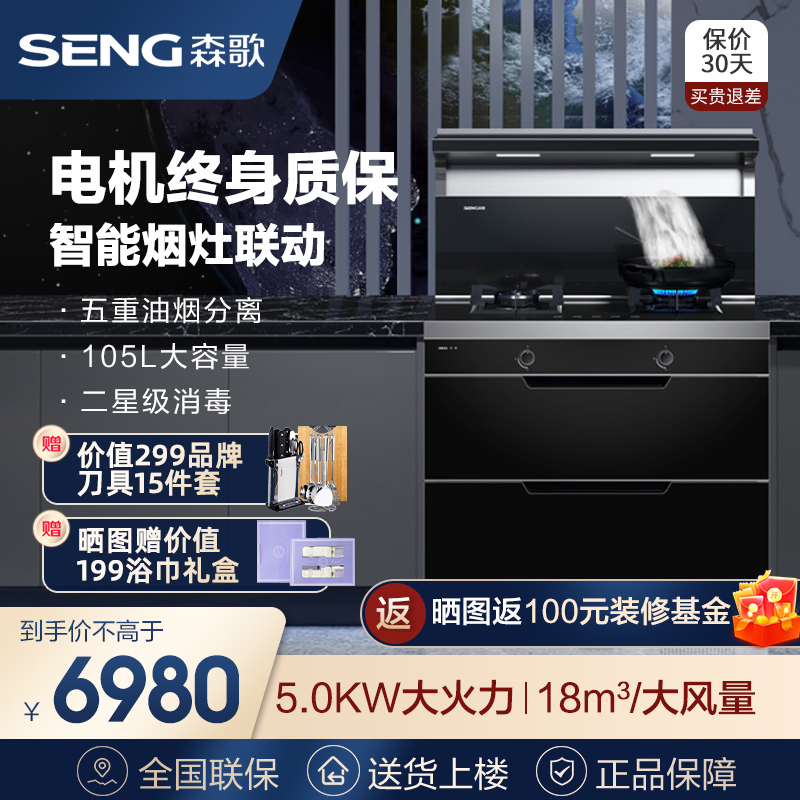 森歌(SENG) D2集成灶家用消毒柜一体灶厨房抽油烟机 天然气
