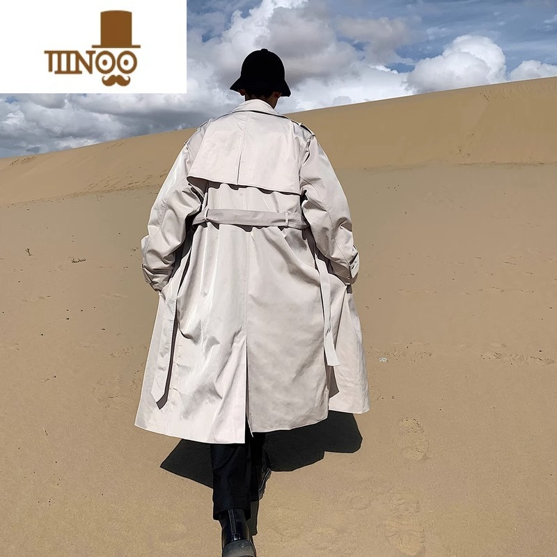 YANXU康斯坦丁风衣外套男士秋季战壕俄式大衣中长款痞帅感德系英伦高清大图