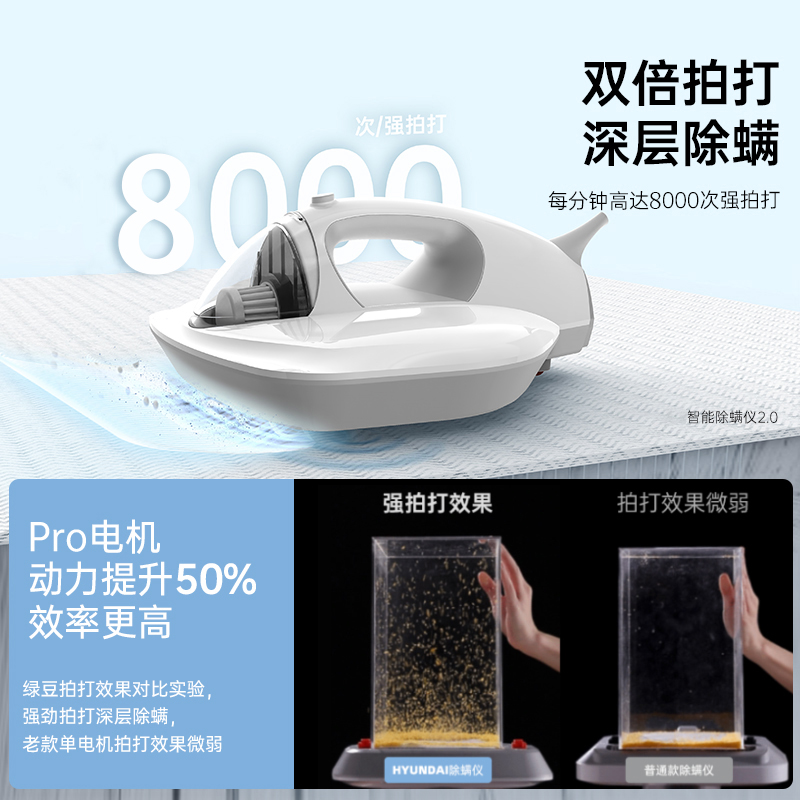 志高智能滚刷除螨仪大吸力紫外线双拍打吸猫狗毛头发-白色高清大图