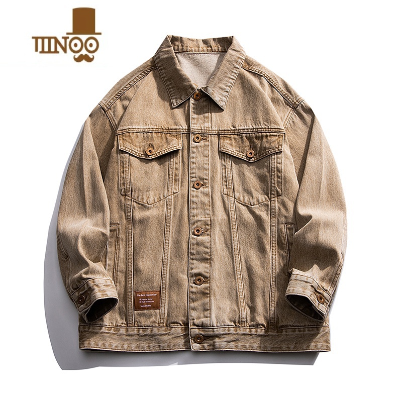 YANXU新款美式高街牛仔外套男水洗刺绣宽松工装夹克街头上A高清大图