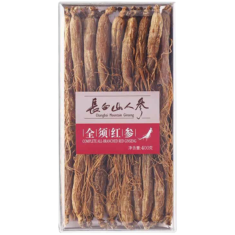 长白山人参全须红参亚克力盒40-45支全须红参400g*1盒高清大图