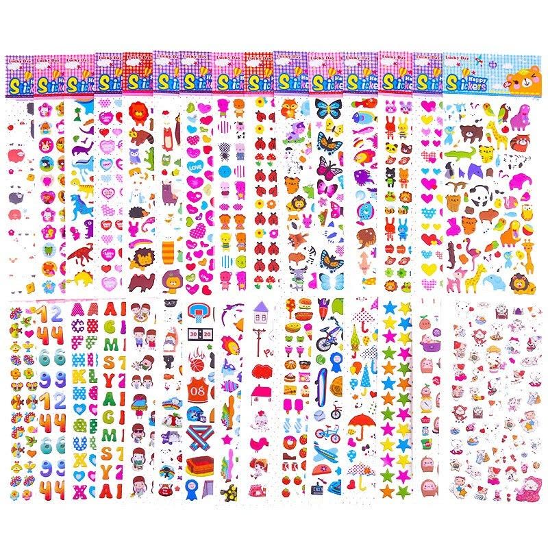 儿童韩版可爱卡通贴画幼儿园男女孩泡泡贴3D立体小红花奖励贴纸手账日记装饰粘贴玩图片