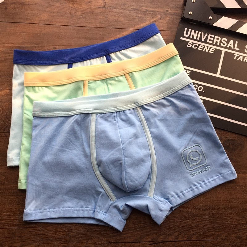 3件装青少年内裤男平角裤初中生学生纯色棉质育期中大童短裤头视频