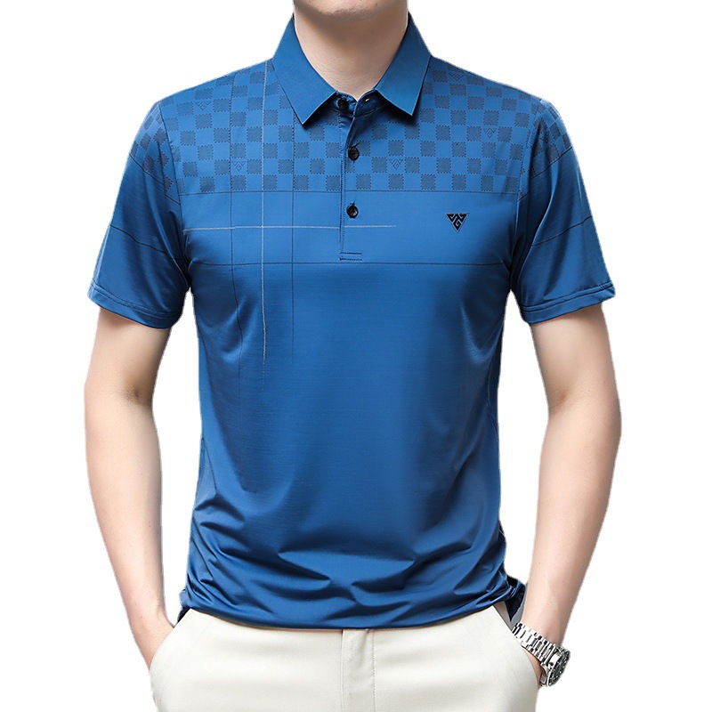夏季新款男士polo衫纯色短袖t恤男商务休闲免烫男装爸爸装潮高清大图