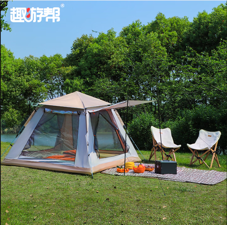 趣游帮便携户外露营帐篷轻量快搭双层防风防水设计适合短途旅行