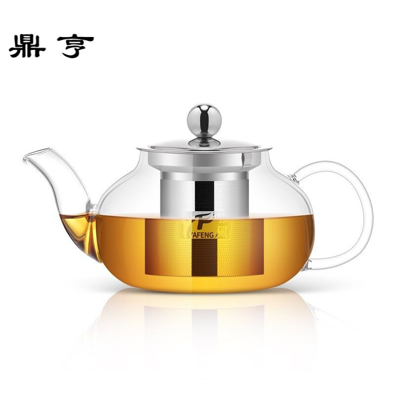 鼎亨耐高温玻璃茶壶加厚不锈钢过滤泡茶壶功夫红茶具家用玻璃水壶