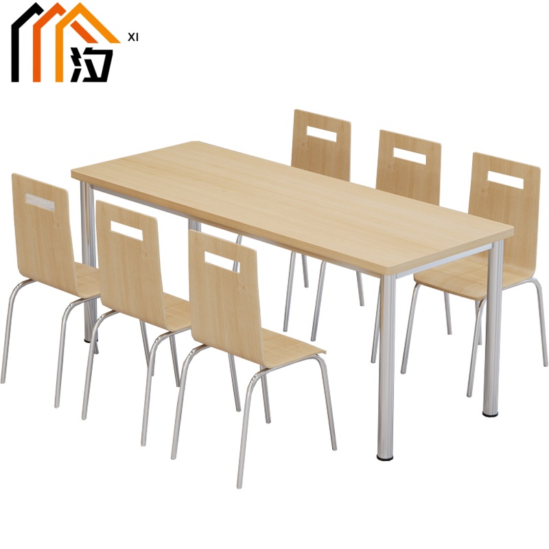 汐食堂餐桌椅一桌六椅套
