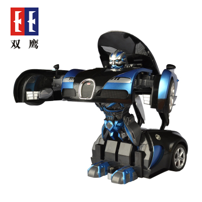 双鹰儿童变形金刚玩具遥控汽车一键变形机器人充电玩具车车模 E547-001
