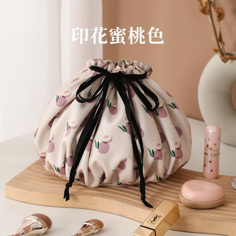 懒人化妆包便携高级感女旅行小洗漱品箱护肤2025新款大容量收纳袋 蜜桃色