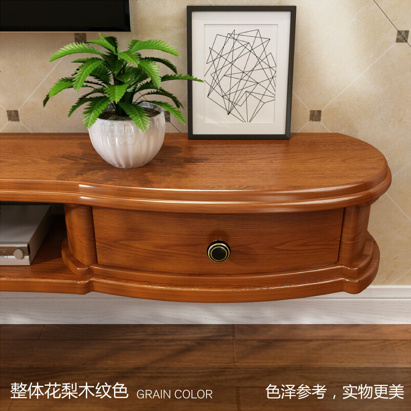 实木小户型卧室电视柜超薄高款挂墙壁挂式悬挂现代简约主卧置物架高清大图