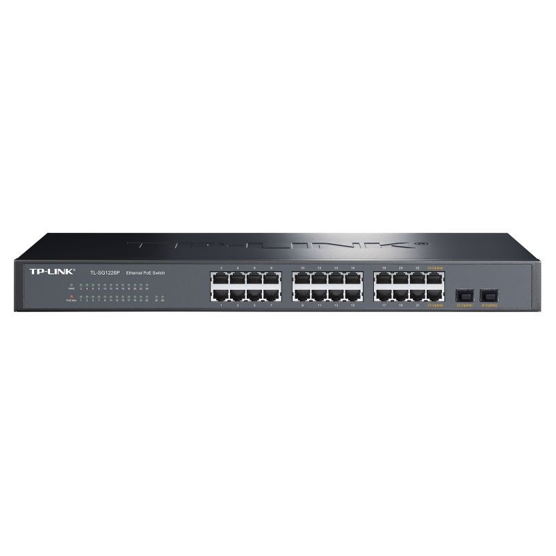 普联(TP-LINK)TL-SG1226P 26口千兆非网管以太网PoE供电交换机24口千兆网线供电+2千兆光纤口高清大图