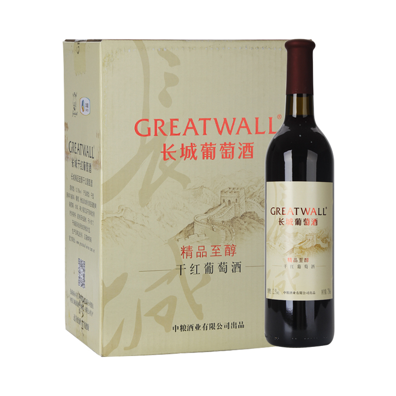 长城(GreatWall)烟台产区精品至醇红酒 中粮出品干红葡萄酒750ml*6瓶整箱装