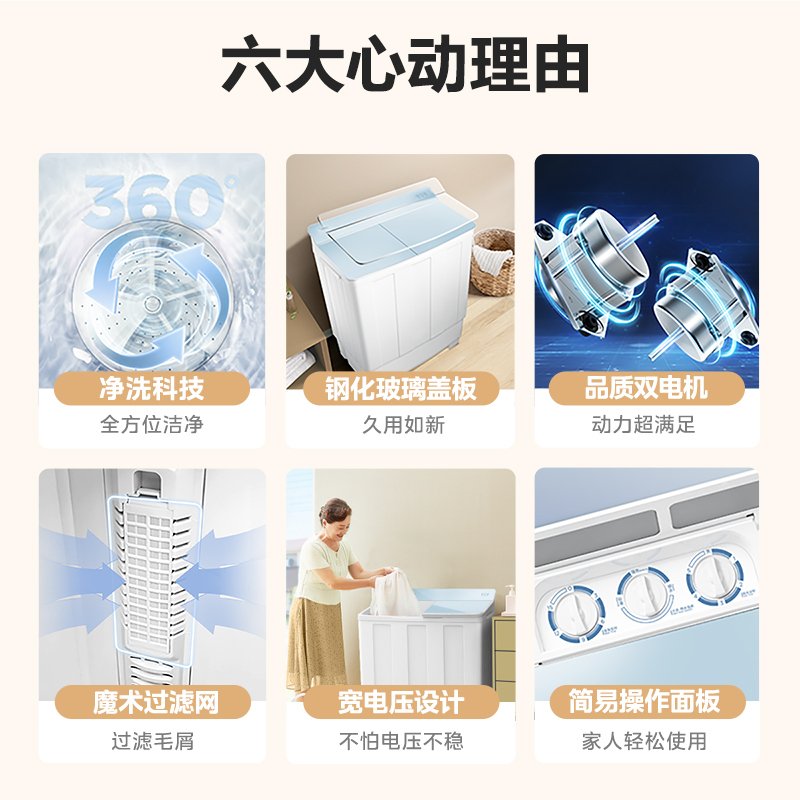 美的(Midea)11公斤半自动双桶双缸洗衣机大容量洗涤全塑箱体强劲动力钢化玻璃面板品质双电机MP110-211E 新品