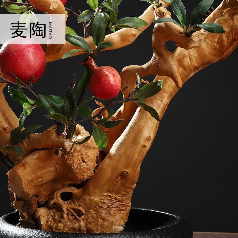 美帮汇新中式仿真盆景家居摆件客厅玄关软装装饰禅意盆景样板间饰品高清大图