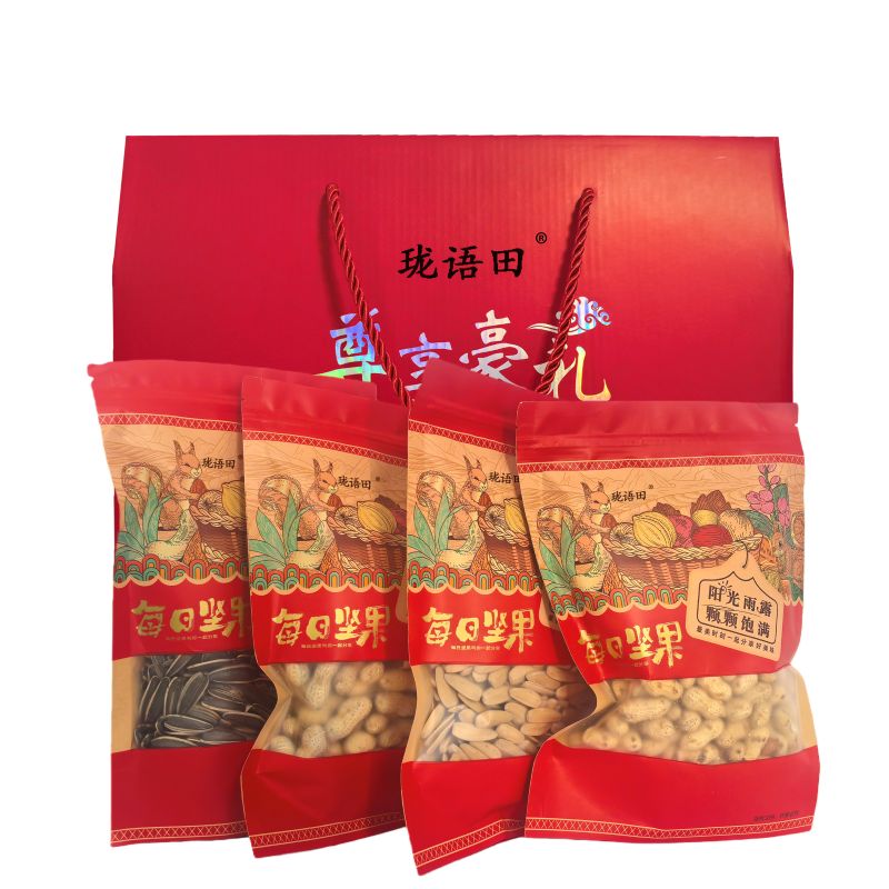 珑语田 年货大礼包瓜子花生礼盒 1kg 盒高清大图