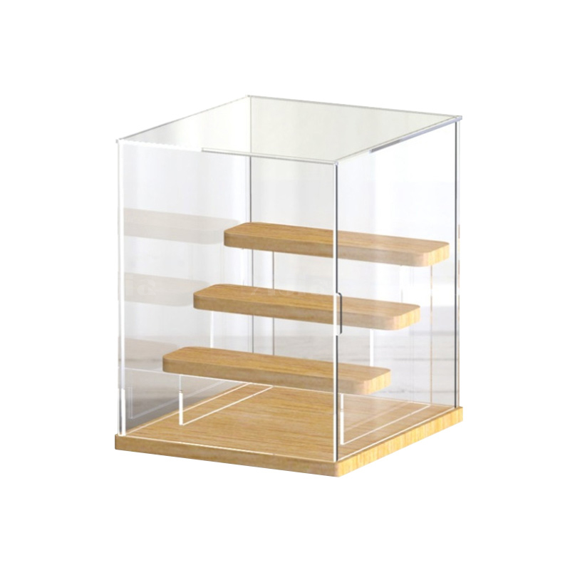 翌嘉YJ4122633 透明收纳防尘罩盲盒乐高积木手办亚克力展示盒 木底四层 220*235*270高清大图