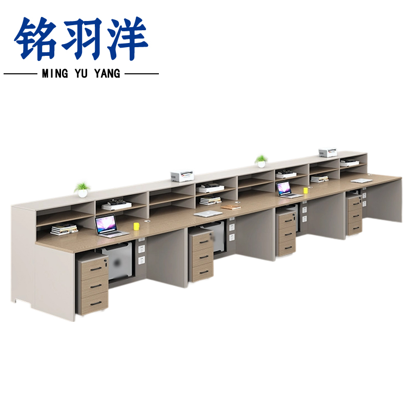铭羽洋工位桌480*90*110cm+4柜套高清大图