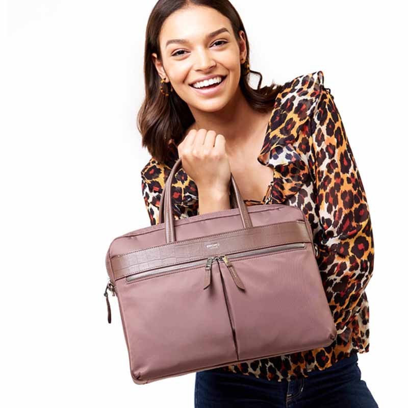 knomo英国hanover手提包女真皮女包黑色简约通勤电脑包斜挎包女