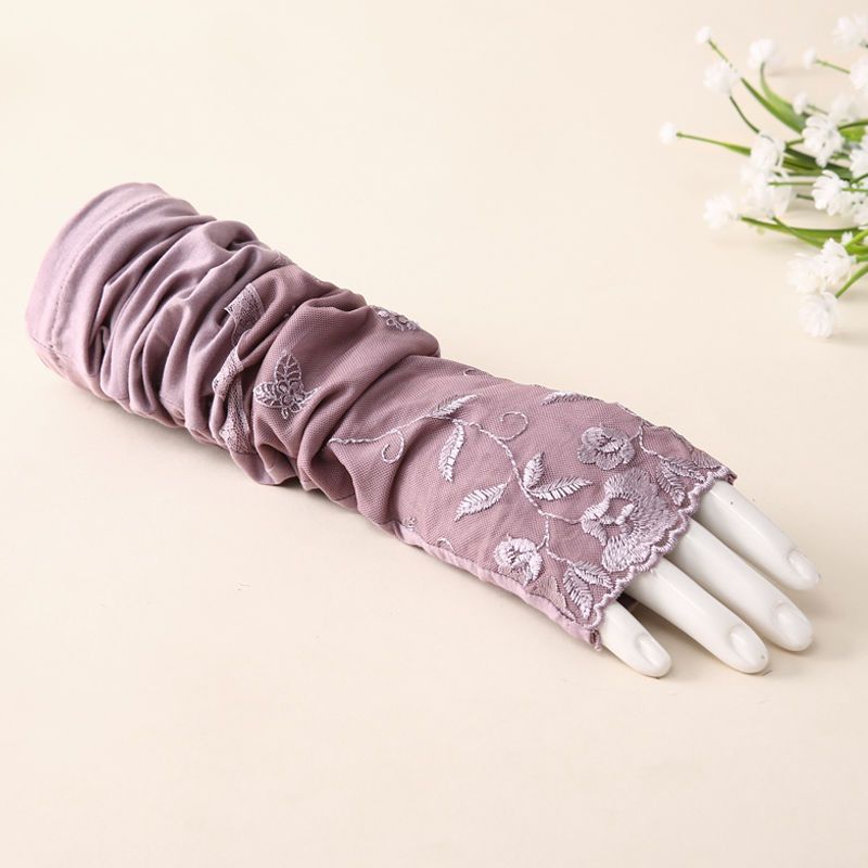 冰袖防晒手套女夏季护手臂加长款开车手臂套防紫外线袖子冰丝袖套豆沙