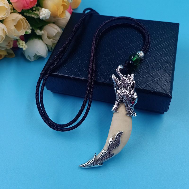 黑狗牙项链吊坠潮学生兄弟男女辟邪平安狼牙吊坠礼物真狗牙项链3538