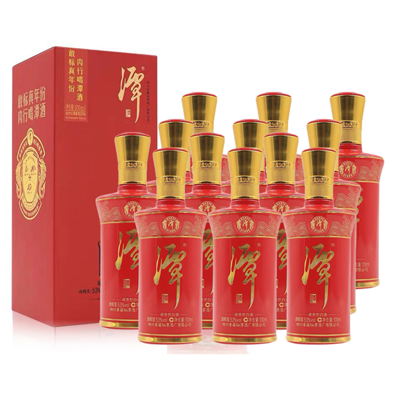 潭酒红潭大曲坤沙53度100ml*12瓶酱香型白酒