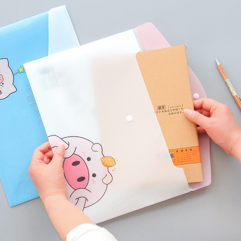 12个装文件袋 a4可爱卡通透明资料袋学生用试卷收纳袋小清新简约卷子