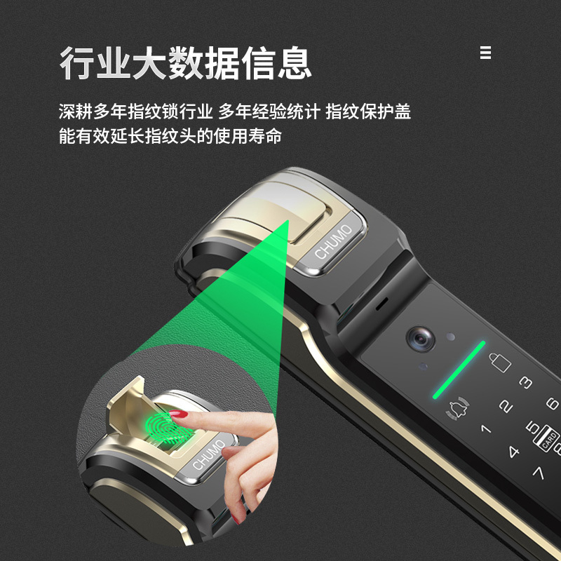 威龙原子高精度密码锁远程开启高清监控带入户灯指纹锁