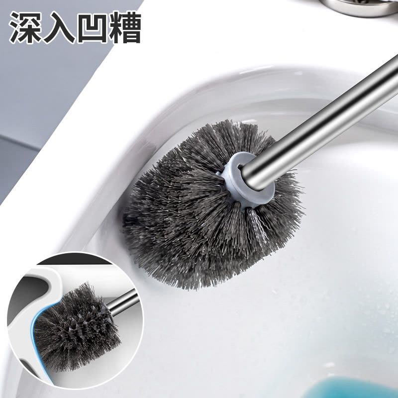 如华福禄马桶刷家用长柄壁挂圆头清洁刷带底座卫生间厕所刷子软毛图片