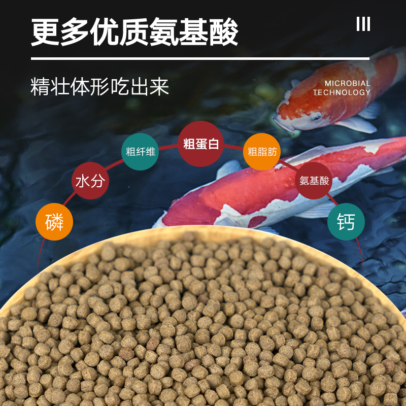 锦鲤鱼金鱼专用鱼食色扬育成饲料家用鱼粮小颗粒上浮不浑水螺旋藻高清大图