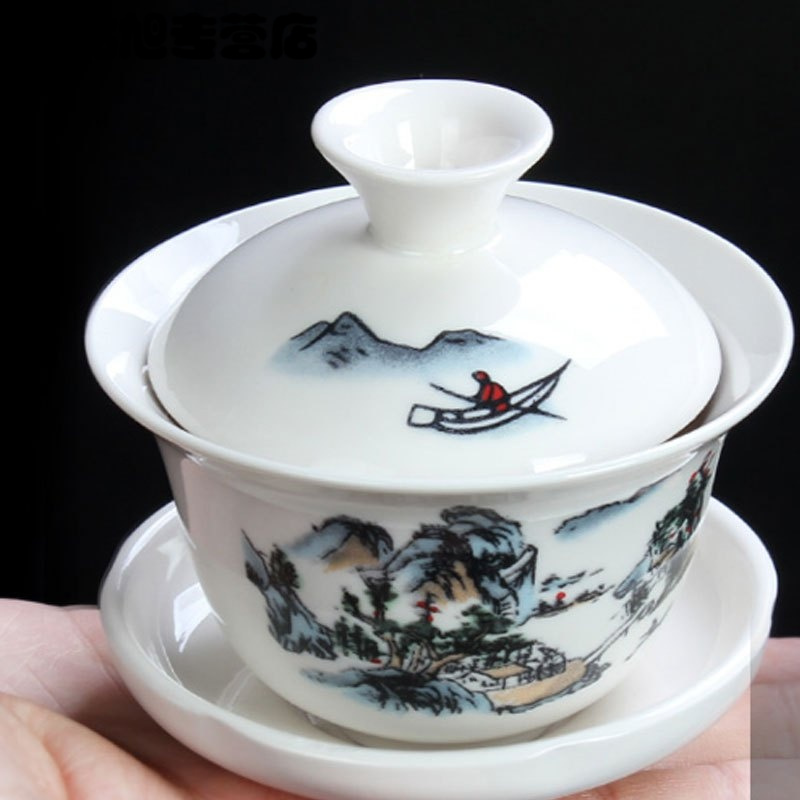 功夫茶具陶瓷茶杯套装白瓷整套青花瓷茶杯盖碗茶具生活日用家庭清洁生活日用家居器皿水具水杯陶瓷茶杯套装