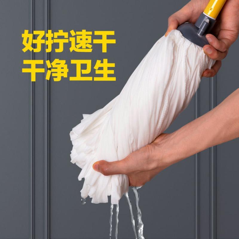 金锚家用拖把老式传统墩布无纺布拖布无水印强吸水不掉毛一杆两头 白色无纺布2个替换装不带杆