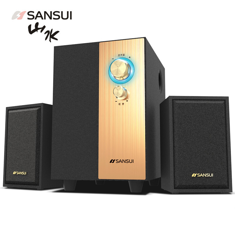 山水(SANSUI) GS-6000(11E)电脑音箱台式有源迷你小音响低音炮 金色