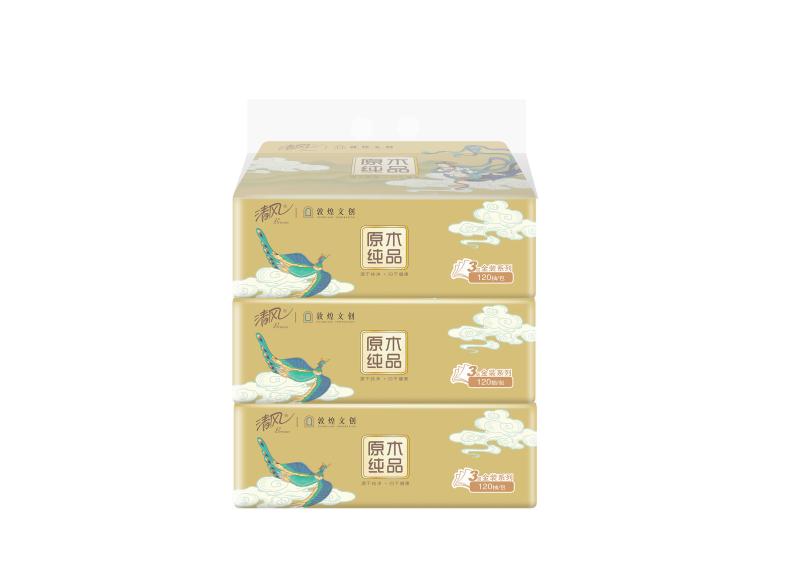 清风 敦煌文创 原木纯品系列3层120抽AR32SDH 3包*1提