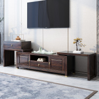 月影梳桐新中式实木电视柜可伸缩柜组合禅意轻奢家用客厅储物柜中国风