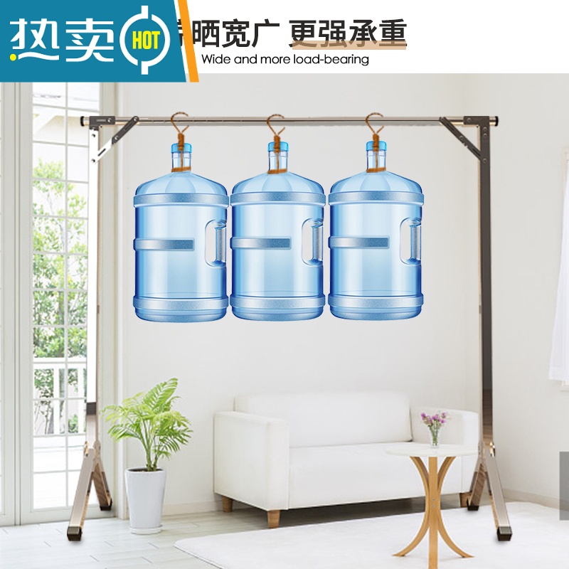 敬平晾衣架落地折叠室内家用阳台卧室凉伸缩单杆式室凉晒被子器 [店长推荐]特粗加厚不锈钢款单杆1.6米[可伸晾衣杆高清大图