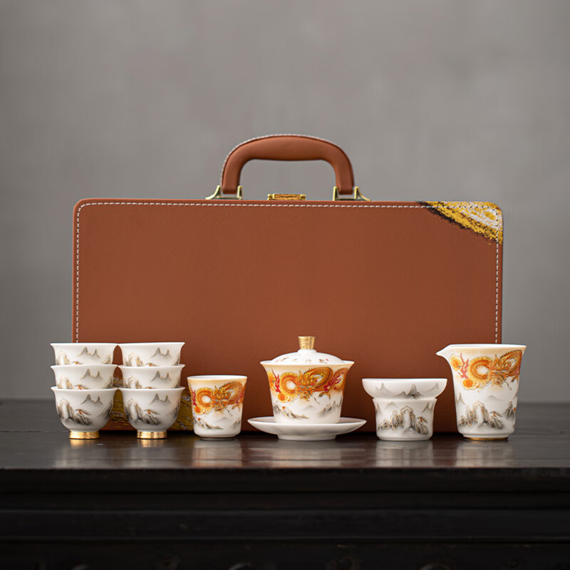 苏氏陶瓷/SUSHI CERAMICS J1004 龙行大运盖碗茶具套装 (单位:套)