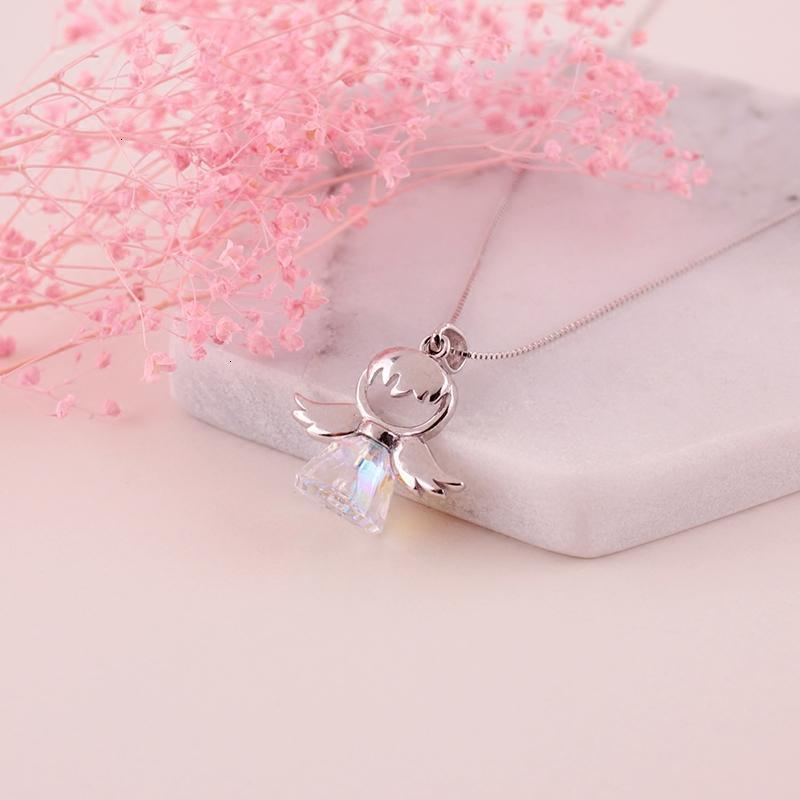 奥地利进口风铃水晶坠天使铃铛项链女925纯银锁骨链短款可爱潮送女