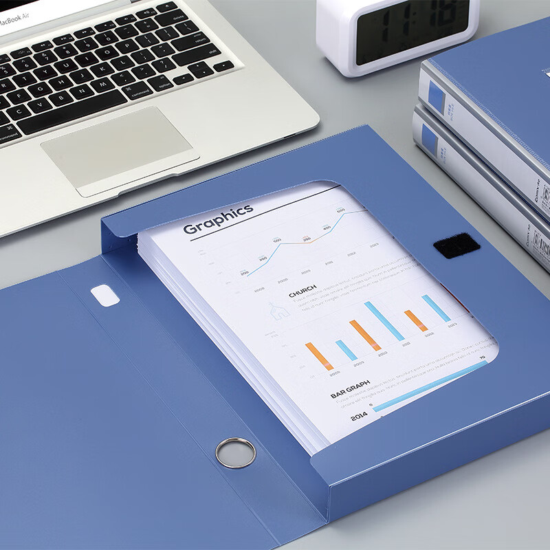 3M 齐心 大容量A4资料盒 A1258 55mm 蓝[10个装]高清大图