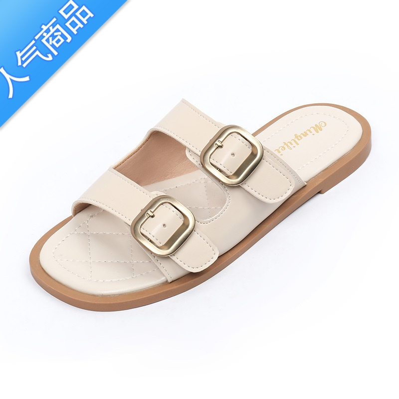 suntek网红平底拖鞋女夏外穿沙滩凉鞋时尚一字拖胖宽脚大码凉拖鞋41一