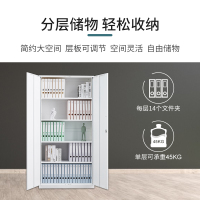 尔迈 文件柜拆装薄边办公柜钢制铁皮柜资料柜档案柜室内带锁储物柜 纯白色通门文件柜