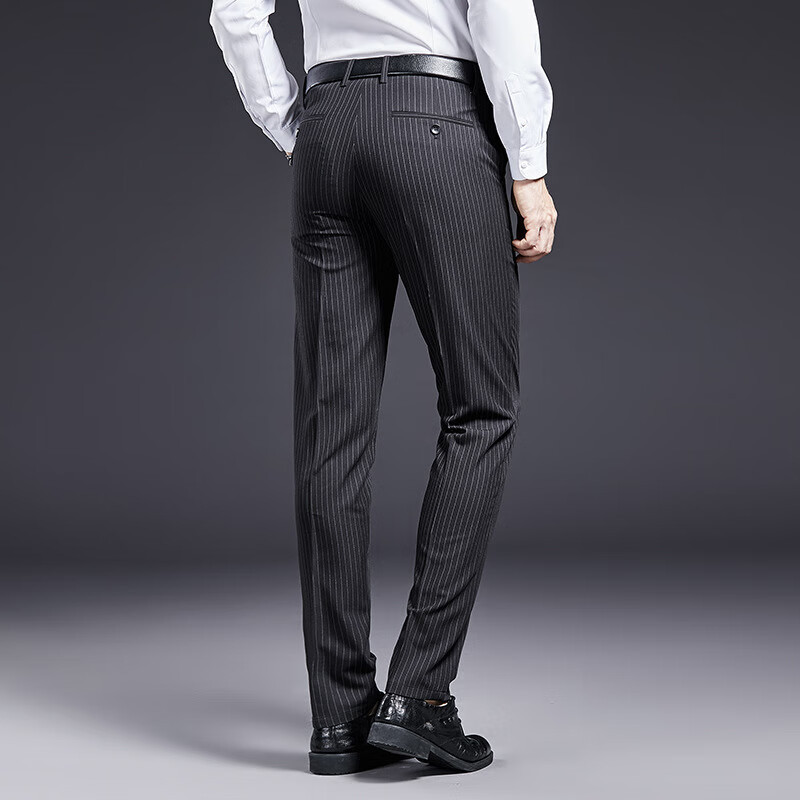 斯哲维世旗舰店男士西裤春夏季薄款中老年条纹直筒长裤商务休闲西装裤