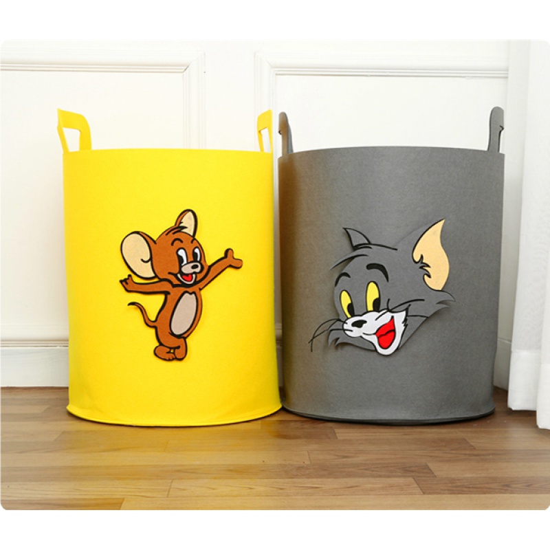脏衣服收纳筐布艺折叠防水脏衣篮篓家用洗衣桶玩具收纳网红款 一大一中猫和老鼠CP组不单卖聚酯纤维下单21.9