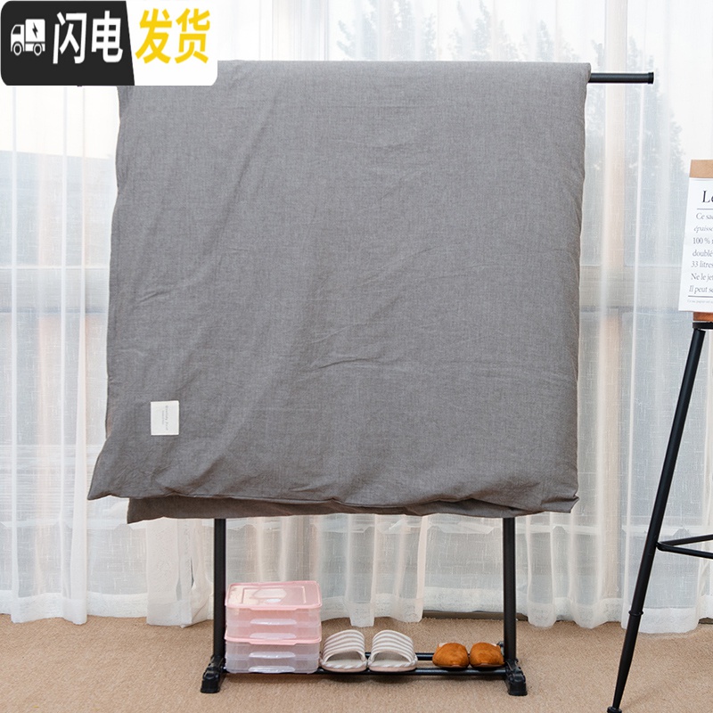 三维工匠晾衣架落地简易凉衣杆家用卧室内单杆式晒衣架折叠阳台挂衣服架子高清大图