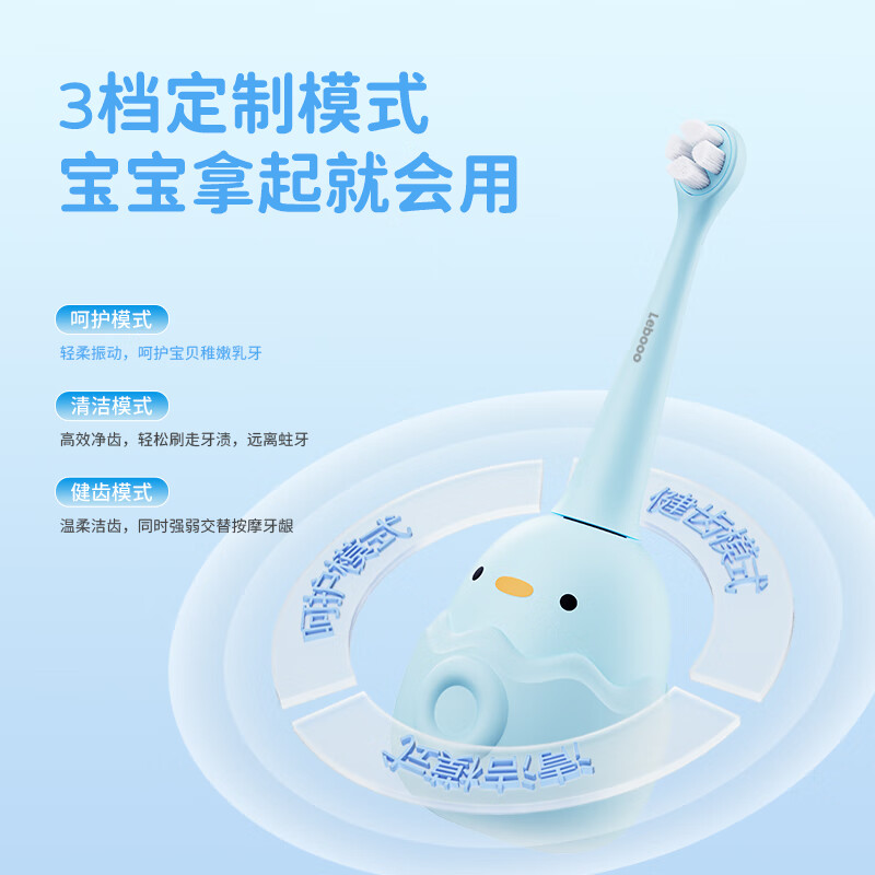 力博得(Lebooo)儿童电动牙刷 软毛防蛀全自动智能 宝宝礼物儿童生日礼物男孩 3-12岁适用BOBO高清大图